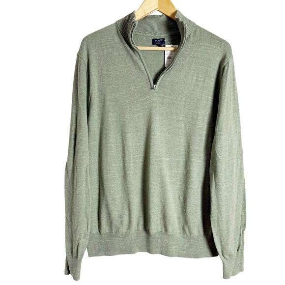 J.Crew Green Cotton Quarter Zip Long Sleeve Pullover Sweater Men’s Size XL